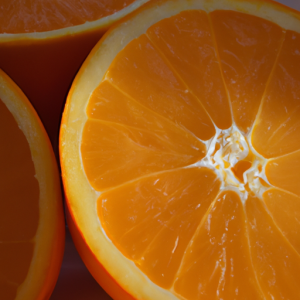 A close-up of an orange with a few slices cut away revealing a juicy interior.