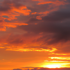 A close up of a yellow, orange, and pink sunset with dark clouds in the background.