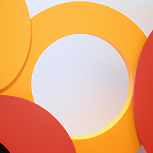 Close up of orange, yellow, and red circular shapes with a white background.
