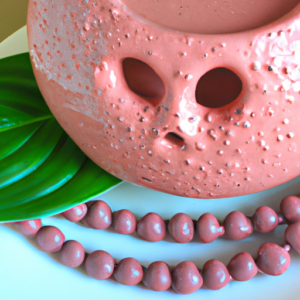Suggestion: A close-up image of a pink clay mask with exfoliating beads.